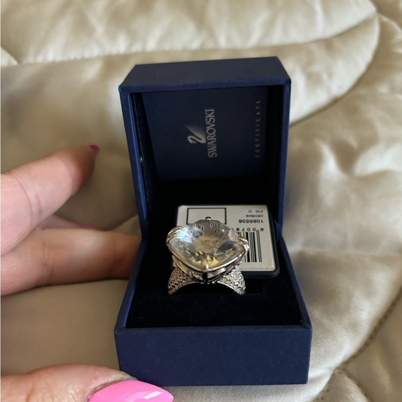 Swarovski Silver Band with Clear Crystal Ring - Picture 1 of 11
